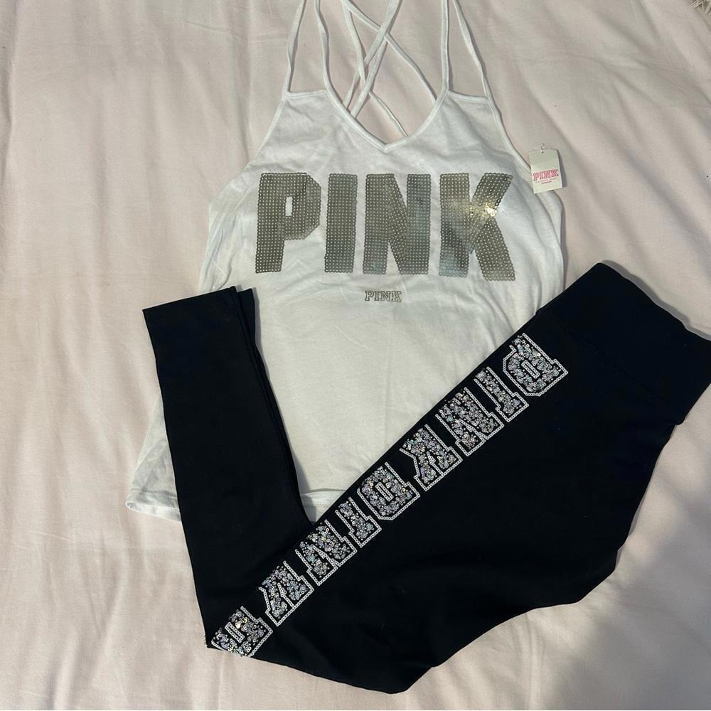 PINK Victoria’s Secret Bling Tank Top and leggings set - Picture 2 of 8